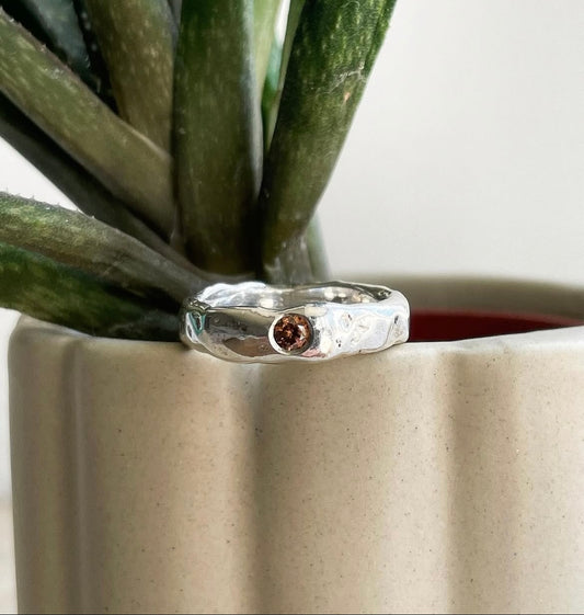 Whiskey Zircon 925 Ring